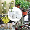 Plant Pots - 4.7 Inch Cylinder Ceramic Planters with Connected Saucer, Pots for Succuelnt and Little Snake Plants, Set of 4, White by GreenHaven Gardens
