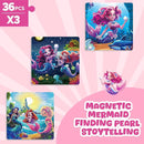 Magnetic Jigsaw Puzzles for Toddlers Kids 3-8 Girls,(3 36-Pieces) Travel Puzzles Toys for Kids Ages 4-6,Take-Along Car Airplane Road Trip Activities Game for 3 4 5 6 7 8 Year Old Birthday Gift,Mermaid by TinyTreasures Baby Boutique