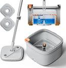 KZKR Spin Mop and Bucket Set with Self Separation Dirty and Clean Water System, Self Wringing 360° Rotating Square Mop Head for Home Floors Cleaning (1.0 Mop and Bucket Set (2 Pads)) by CozyNest Decor