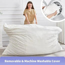 Hobestluk 3 in 1 Bean Bag Chair Giant Bean Bag Chairs Convertible Bean Bag Floor Cushion with Machine Washable Cover, Beanbag Chairs for Adult (White)