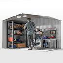 Outsunny 9' x 6' Outdoor Storage Shed, Garden Tool Metal Shed with Foundation Kit, Double Lockable Door, Air Vents and Sloping Roof, for Backyard, Patio, Lawn, Gray by GreenHaven Gardens