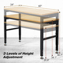 60” Adjustable Workbench，Heavy Duty Wood Work Bench 2000 Lbs Load Capacity,Work Table with Power Outlet for Garage, Workshop, Office, Home by GreenHaven Gardens