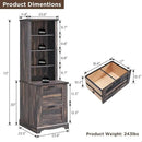 RedLemon Bookcase with 2 File Drawers, 72" Tall Farmhouse Bookshelf with Storage and Adjustable Shelves, 4 Tier Rustic Wood Bookshelf with Cabinet for Home Office, Living Room (Dark Rustic Oak) by CozyNest Decor
