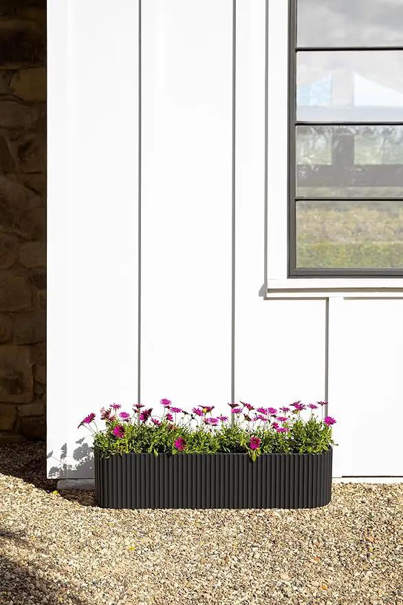 Veradek Demi Series Window Box Planter - Long Planter Box for Windowsill/Balcony | Durable Plastic-Stone Composite Material | Modern Décor for Flowers/Herbs, photo 6 of 9