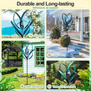 Outdoor Wind Spinners with Solar Light, 82'' Metal Large Spinner Yard Art, Peacock Blue Wind Sculptures for Garden Lawn Patio, Gifts for Family by CozyNest Decor