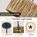 5-Light Boho Chandelier Light Fixture, 18.5" Large Raffia Drum Chandelier Hand Woven Coastal Pendant Light for Dining Room Kitchen Entryway Foyer Bedroom by GreenHaven Gardens