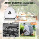 Giraffe Tools Retractable Hose Reel with 1/2 Inch x 100FT, Heavy Duty Ground Mount Garden Hose Reel, Automatic Rewind,with 9-Function Sprayer Nozzle & Flexible Swivel Base by GreenHaven Gardens