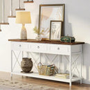 Tribesigns 70.8" Console Table with 3 Drawers, Farmhouse Entryway Table with Storage Shelf, Narrow Long Sofa Foyer Table for Entryway, Hallway (White/Brown) by CozyNest Decor