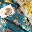 Boho Muslin Blanket for Adults 4-Layer Gauze 80 x 90 Inches Soft Cozy 100% Cotton Summer Cooling Blanket Floral Decor for Sofa Bed Coverlet Both Sides (Flowr Branch Teal, 80 x 90 in) by CozyNest Decor