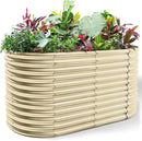 Land Guard 6x3x3ft Oval Galvanized Raised Garden Beds, Large-Capacity Metal Planter Box Outdoor, Durable Deep Raised Garden Bed 3ft Tall, Raised Beds for Gardening Vegetables, Cream Yellow by GreenHaven Gardens
