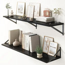 Floating Shelves 48 Inch Long, 10" Deep Floating Shelves, Black Wall Shelves 48 x 10, Set of 2, Wide Large Display Storage Shelves for Bathroom, Living Room, Rustic Wood Shelves with Brackets by CozyNest Decor