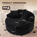 ovios 58" Oversized Round Chair Lounge Chaise Indoor, No Assembly Required, Cloud Large Circle Chair with Plush Fuax Fur, Fluffy Modern Sleeper Sofa Bed for Reading Yoga, Black (Plush Corduroy Fabric) by CozyNest Decor