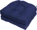 RACE LEAF Outdoor Seat Cushions Set of 2, 19" x 19" Square Patio Cushions, Plump Filling Tufted Water-Resistant Olefin Chair Seat Cushion with Ties for Non-Slip Support, Navy by GreenHaven Gardens