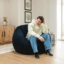 Big Joe Cloudberry Foam-Filled Structured Bean Bag Chair, Deep Blue Teddy Boucle by CozyNest Decor