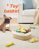 KALLAX Small Woven Basket, 13.5 x 9.5 x 5 Inches, Storage Basket for Organizing, Cute Small Rope Shelf Closet Cube Storage Bins Baskets for Shelves, Dog Toy Gift Baskets Empty, 3 Pack White & Brown by TinyTreasures Baby Boutique