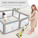 Foldable Baby Playpen, Shape & Size Adjustable Playpen for Toddler, 79x71 Large Play Pens Safety Mesh Foldable Playard for Babies, Portable Baby Fence Play Area Kids Play Pen, Grey by TinyTreasures Baby Boutique