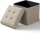15 Inches Small Folding Storage Ottoman Cube, Storage Footrest, Foot Rest Stool, for Living Room, Bedroom, Dorm, Hallway, Entryway, Sandy Beige by CozyNest Decor