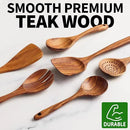Zulay Kitchen 6-Piece Wooden Cooking Spoons Set – Heat-Resistant, Smooth Teak Utensils with Comfort Grip – Lightweight & Durable – Easy to Clean, Perfect for Non-Stick Cookware by CozyNest Decor