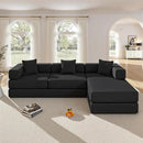 108" Oversized Convertible Sleeper Sofa Bed, Corduroy L Shape Sectional Couch, Folding Sofa Bed with Side Pocket, Modern Cloud Floor Mattress Couch, Modular Sofa for Living Room, Black by CozyNest Decor
