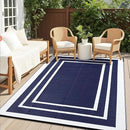 OLANLY Outdoor Rug 8x10 ft Waterproof, Reversible Outdoor Plastic Straw Rug, RV Mat, Indoor Outdoor Carpet Clearance for Patio, Camping, Balcony, Deck, Backyard, Navy & White by GreenHaven Gardens