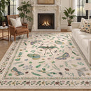 8x10 Area Rugs with Insect Print - Bug Rug Non-Shedding Stain Resistant Soft Carpet for Bedroom, Low Pile Ultra-Thin Machine Washable Carpet for Dining Room, Kids Nursery, Office (8'x10' Beige) by TinyTreasures Baby Boutique