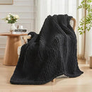 Carriediosa Chunky Knit Throw Blanket 50" X 60", 100% Hand Made Large Chenille Loop Yarn Soft Fluffy Throws for Couch Sofa Bed, Big Crochet Cozy Heavy Thick Cable Woven Blankets, Black by CozyNest Decor