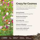 Eden Brothers Crazy for Cosmos Flower Mixed Seeds for Planting, 1 lb, 480,000+ Seeds with Cosmos Gloria, Pinkie, Purity | Attracts Pollinators, Plant in Spring or Fall, Zones 3, 4, 5, 6, 7, 8, 9, 10 by GreenHaven Gardens