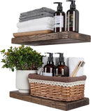 BGMG Floating Shelves 16 inch Long, Distressed,Wide Rustic Wooden Wall Shelves for Bathroom Living Room Bedroom Kitchen Farmhouse Set of 2-16x6.7x1.25 inch-Distressed Walnut by CozyNest Decor