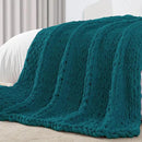 Carriediosa Chunky Knit Throw Blanket 50" X 60", 100% Hand Made Large Chenille Loop Yarn Soft Fluffy Throws for Couch Sofa Bed, Big Crochet Cozy Heavy Thick Cable Woven Blankets, Teal by CozyNest Decor