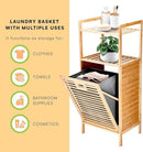 Prosumer’s Choice Bamboo Tilt-Out Laundry Hamper with 2-Tier Storage Shelves – Freestanding Clothes Hamper with Removable Liner, Space-Saving Design for Bathroom or Bedroom – 15.5”L x 11.8”W x 37.4”H by CozyNest Decor