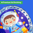 Premium Foil Edge Lacing Cards for Kids Ages 3-6 | 5 Double-Sided Space Sewing Cards with Multilingual Learning | Durable Cardboard Fine Motor Skills Activity Kit by TinyTreasures Baby Boutique