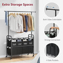 Tajsoon Laundry Sorter Cart with Hanging Clothes Rack, 4 Butler Sorter Basket Organizer, Laundry Hamper Cart with Heavy Duty Rolling Lockable Wheels, Black by CozyNest Decor