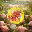 VOREEN 10-Inch Glass Gazing Ball, Outdoor Gazing Globe, Reflective Ball Yard Decoration for Homes, Patio, Lawn and Gardens, Gift for Mom Wife Friend, Phoenix Tail Design, Yellow by CozyNest Decor