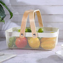 Metal Mesh Steel Basket, Storage Organizer Basket Garden Harvest Basket Multi-functional Kitchen Fruit Baskets Bin with Wooden Handle for Bathroom Picnic Shopping Decor Cabinet Home, White by GreenHaven Gardens
