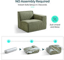 LINSY HOME Modular Sectional Sofa, 134" Boneless Couch U Shaped 4-Seat Sofa with 2 Movable Ottomans, Corduroy Sectional Cloud Couches for Living Room, No Assembly Required, Green by CozyNest Decor