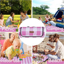HX&OD Outdoor Picnic Blanket, Extra Large, 80''x60'' Waterproof Foldable Blankets Gingham Picnic Mat for Beach, Camping Grass Lawn Park Accessories Cute Couple Ideas Wedding (Pink, 80”x60”) by TinyTreasures Baby Boutique