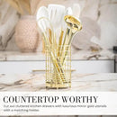 White Silicone and Gold Cooking Utensils Set with Gold Utensil Holder - 7-Piece Silicone Cooking Tools - Ideal for Nonstick Cookware and Stylish Modern Kitchens - Luxury Kitchen Accessories by CozyNest Decor