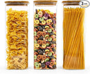 Glass Pasta Storage Jars Square 73oz, 3 Pack Glass Jars With Bamboo Lids, Tall Kitchen Storage Containers For Pasta, Storage For Pantry Organizers by CozyNest Decor
