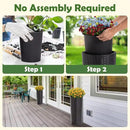 IDZO All Weather Wicker Planters for Outdoor Plants Set of 2, 24 inch Tall Black Planter for Front Porch, Patio, Balcony, Indoor Usage - Round Rattan Flower Pots by CozyNest Decor