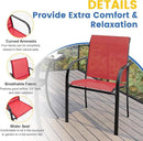 VICLLAX Patio Dining Set for 4, Outdoor Furniture Set Includes 1 Square Patio Table and 4 Stacking Patio Sling Chairs, Black Tabletop and Red Fabric by GreenHaven Gardens