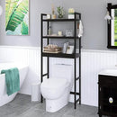 SMIBUY Bathroom Storage Shelf, Bamboo Over-The-Toilet Organizer Rack, Freestanding Toilet Space Saver with 3-Tier Adjustable Shelves (Black)