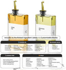 Olive Oil Dispenser Bottle - Includes 44 Kitchen Essential Labels - Cooking Oil Bottles for Kitchen, Coffee Syrup Dispenser - Pourer Spout with 11.8 fl oz Glass Container Cruet - 2pcs, Gold by CozyNest Decor