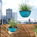 10 Inch Hanging Planter, 2 Pack Hanging Planters for Indoor Outdoor Plants Self Watering Hanging Pots with Drainage Holes for Garden Home (Snowflake Blue) by GreenHaven Gardens