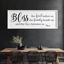 Bless the Food Before Us, the Family Beside Us, and the Love between us Framed Wall Art for Dining Room, 40''×15'' Holy Positive Religious Rustic Bible Verse for Christian God Jesus Christ Prayer by CozyNest Decor