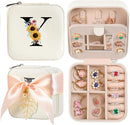 AYGXU Travel Jewelry Box for Women and Girls - Small Case With Initial A-Z - Teacher Gifts by TinyTreasures Baby Boutique