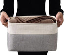DECOMOMO Storage Baskets for Shelves - Fabric Closet Organizers and Storage Bins, Perfect Baskets for Organizing Closet Toys Nursery (Grey and White, Large - 4 Pack) by CozyNest Decor