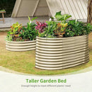 Land Guard 8x4x3ft Oval Galvanized Raised Garden Beds, Large-Capacity Metal Planter Box Outdoor, Durable Deep Raised Garden Bed 3ft Tall, Raised Beds for Gardening Vegetables, Cream Yellow by CozyNest Decor