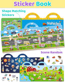 Benresive Reusable Sticker Books for Kids 2-4, Sticker Books for Toddlers 1-3 2-4, Toddler Travel Toys Activities Crafts Gifts - Farm, Space and Vehicle by TinyTreasures Baby Boutique