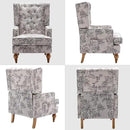 DUOMAY Tufted Accent Chair, Modern Linen Upholstered Wingback Side Arm Chair for Living Room Bedroom with Wood Legs, Comfy Reading Guest Chair for Office, Beige Flower Pattern by CozyNest Decor
