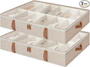 StorageWorks Under Bed Shoe Storage Organizer, Underbed Shoes Container with Adjustable Dividers, Shoe Storage Basket with Cover, Brown, 2-Pack, Space-Saving Shoe Box Fits up to 24 Pairs by CozyNest Decor